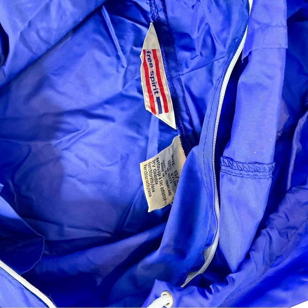 VINTAGE Free Spirit Cobalt Blue Wind Breaker - Retro Style - with Pockets - Picture 8 of 15